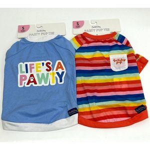 Packed Party Lot of 2 Dog Party T-Shirts Birthday Pup & Life's a Pawty Sz Small